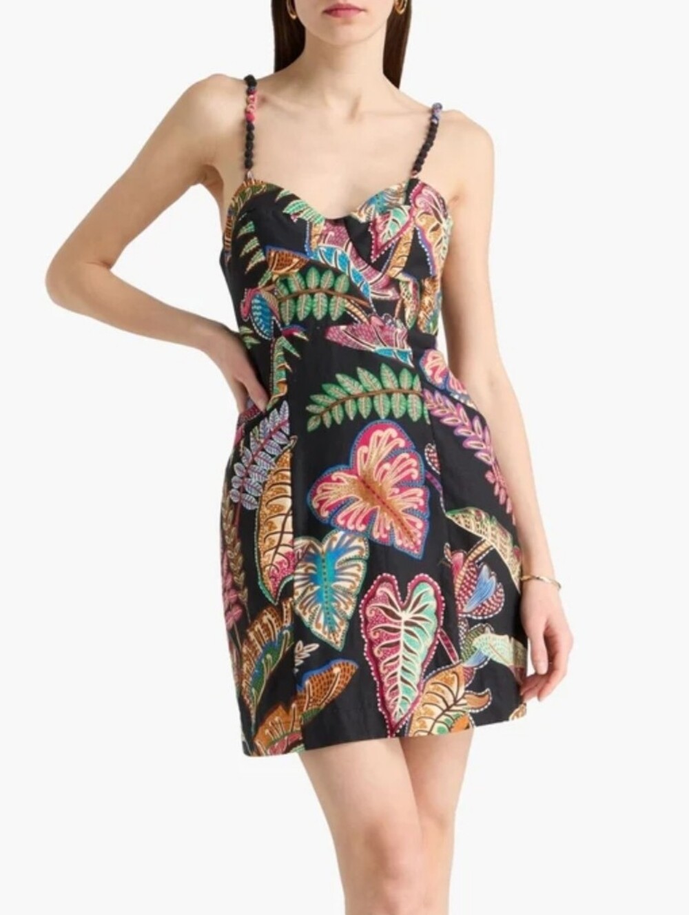 Farm Rio Tropical Printed Linen Blend Mini Dress Sz Large Vacation Hawaiian
